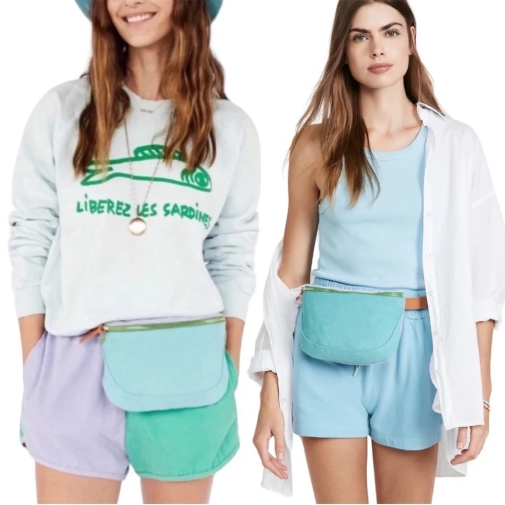 Clare V Mint & Lavender Corduroy Belt Bag